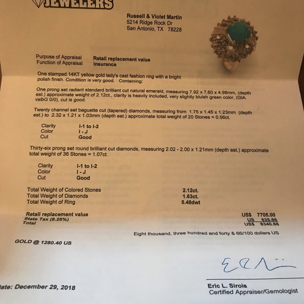 Emerald diamond ring - Picture 3 of 4